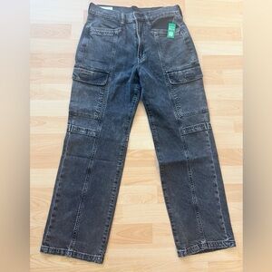 Washed Black Cargo Jeans NWT